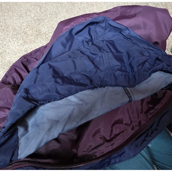 Vintage Columbia Long’s Peak Two Piece Coat Small Purple Green Fleece Lined Hood - Picture 8 of 16